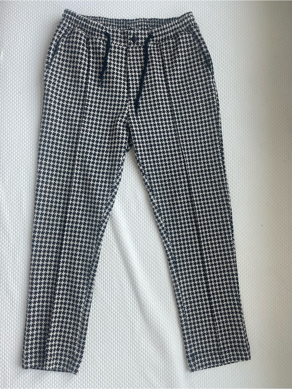 Houndstooth Black & White Drawstring Jogger Pants